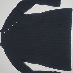 Talbots Black Turtleneck Sweater with Gold Buttons
